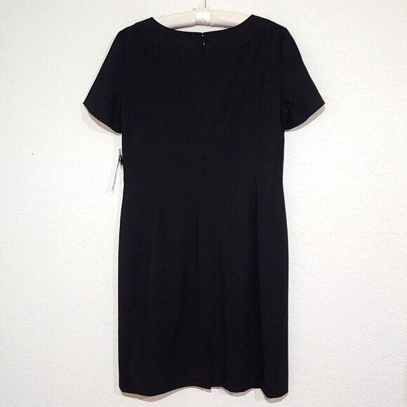 Tahari ASL Black Samuel Sheath Dress Boat Neckline Short Sleeves - Picture 3 of 6